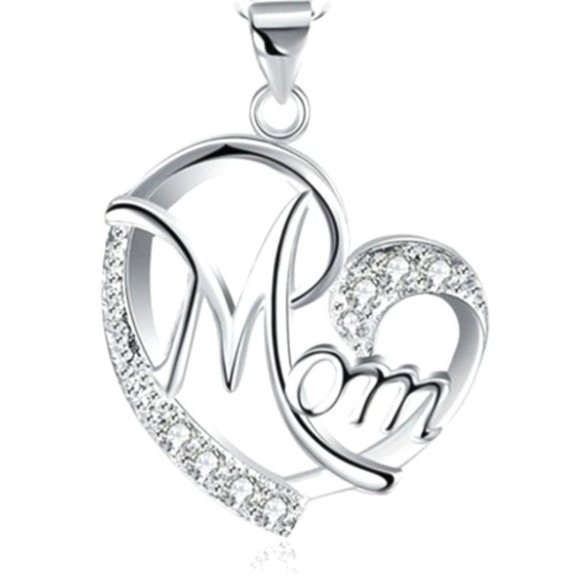 **NEW!  Beautiful Silver MOM Love Heart Necklace SWEET GIFT MOMMY MOMMA - Picture 1 of 1